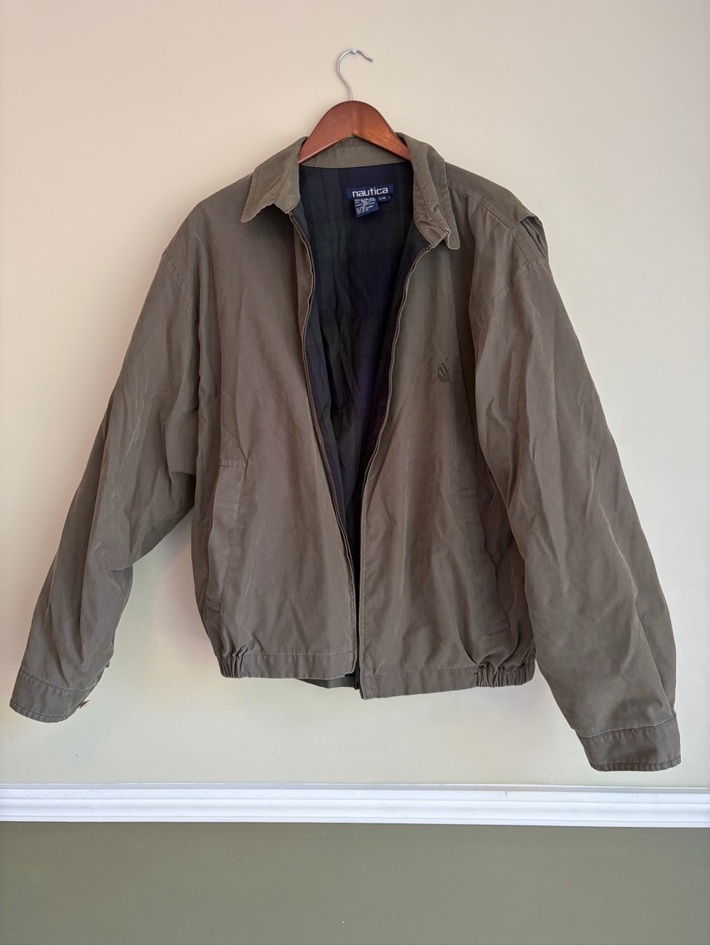 Nautica Men's Olive Green Zip Front Bomber Jacket